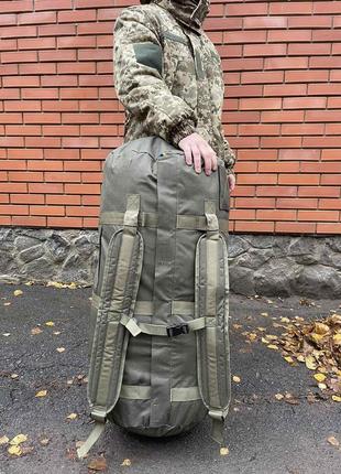 Баул армійський олива, сумка баул армійський 110 л, тактичний баул, тактичний баул-рюкзак олива4 фото