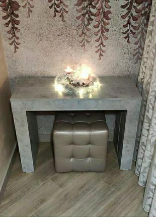 Стіл - трансформер стіл - консоль 700х1600мм мармуровий обідній стіл розсувний