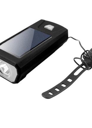 Велосипедний дзвінок + фара fy-316-xpe, сонячна батарея, виносна кнопка, waterproof, акум., зу mi