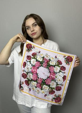 Платок женский "пион" розовый 50х50 см modna kazka mknch100624-31
