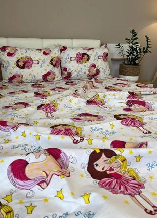 Комплект постельного белья двуспальный (единорог/принцесса)3 фото