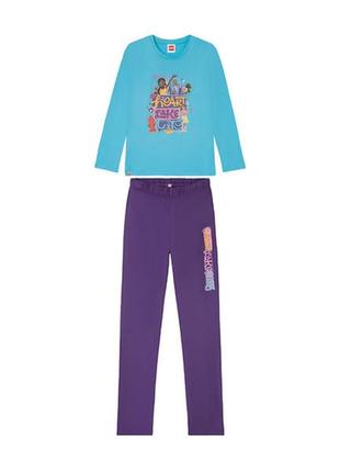 Пижама детская для девочки lupilu lego - бирюзовая с фиолетовым, размер 110-116