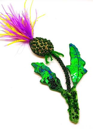 Брошь ручной работы "чертополох"