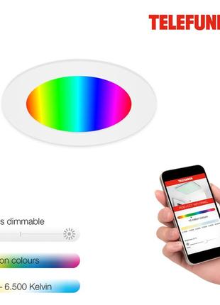 Светодиодный светильник с  wifi, telefunken smart led , ø 12 см, 6 вт, белый"