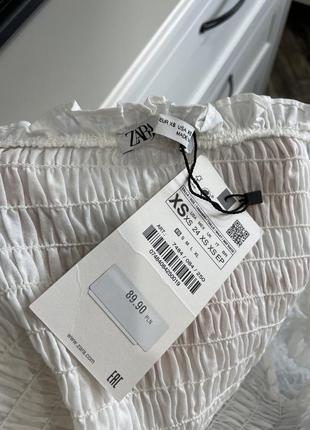 Zara новая хлопковая жата блуза со спущенными плечами6 фото