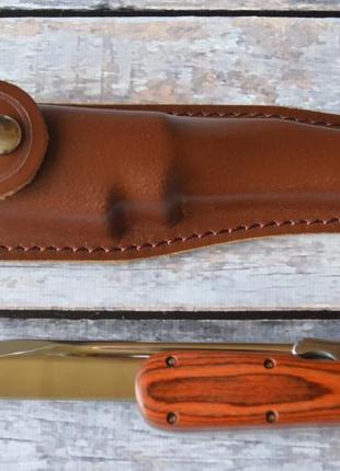 Охотничий складной штык нож свинокол, с кожаным чехлом в комплекте, отличный подарок мужчине3 фото