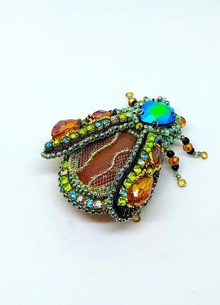 Брошь ручной работы "муха"