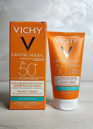 Vichy capital soleil защитный крем для шелковистой нежной кожи spf 50+3 фото
