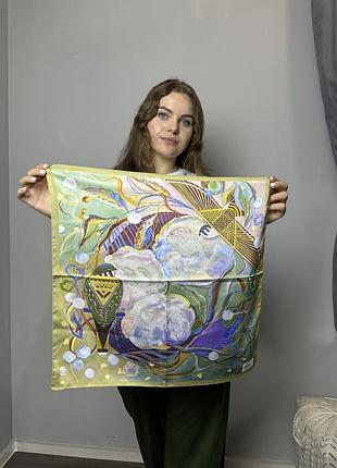 Хустка жіноча "сокіл і бавовна" 50х50 см modna kazka mknch100623-7