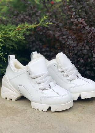 😍женские зимние белые кроссовки с мехом😍