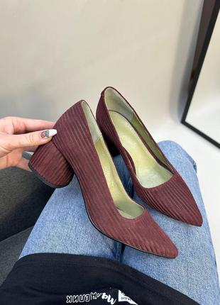 Вельветові шкіряні бордові туфлі човники багато кольорів