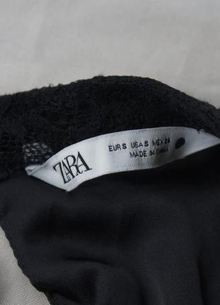 Брендовое черное кружевное платье мини с рюшами гипюр от zara4 фото
