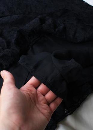 Брендовое черное кружевное платье мини с рюшами гипюр от zara10 фото