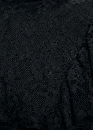 Брендовое черное кружевное платье мини с рюшами гипюр от zara7 фото