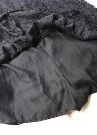 Брендовое черное кружевное платье мини с рюшами гипюр от zara9 фото