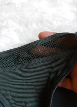 Плавки в рубчик со вставкой из сетки цвета хаки5 фото