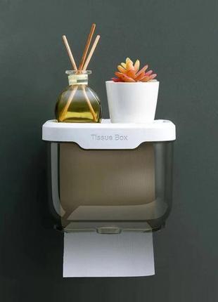 Пластиковый органайзер-держатель для туалетной бумаги с полочкой tissue small