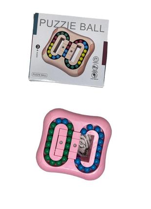 Логическая головоломка игрушка-антистресс puzzle ball розовая с цветными шариками3 фото