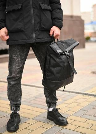 Рюкзак - ролл мужской черный. стильный городской рюкзак rolltop роллтоп3 фото