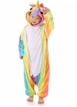 Детская пижама кигуруми радужный единорог 120 см