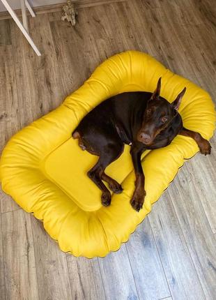 Лежак для собак ponton lemon екошкіра вологостійкий м - 80х60х10см5 фото
