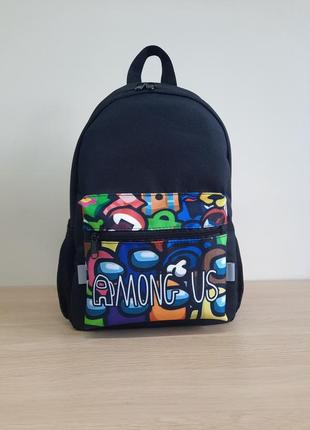 Рюкзак черный "амонг ас" вместительный средний 35×23×11см