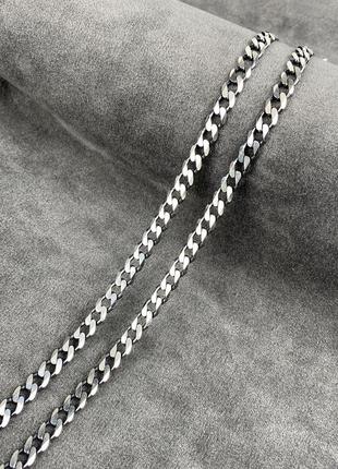 Мужская массивная серебряная цепь, цепочка  плетение панцирь, 55см, черненая, 925 проба4 фото