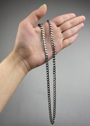 Мужская массивная серебряная цепь, цепочка  плетение панцирь, 55см, черненая, 925 проба6 фото