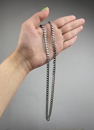 Мужская массивная серебряная цепь, цепочка  плетение панцирь, 55см, черненая, 925 проба7 фото