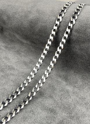 Мужская массивная серебряная цепь, цепочка  плетение панцирь, 55см, черненая, 925 проба5 фото
