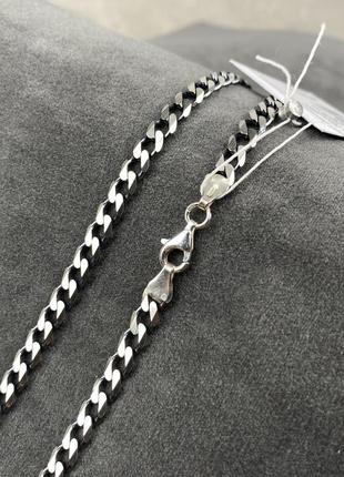 Мужская массивная серебряная цепь, цепочка  плетение панцирь, 55см, черненая, 925 проба8 фото