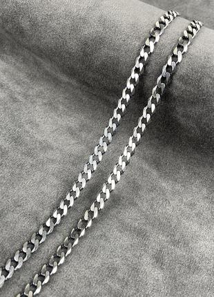 Мужская массивная серебряная цепь, цепочка  плетение панцирь, 55см, черненая, 925 проба3 фото