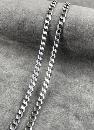 Мужская массивная серебряная цепь, цепочка  плетение панцирь, 55см, черненая, 925 проба2 фото