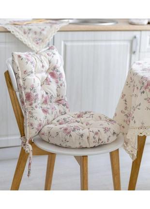Подушка круглая на стул bella розы2 фото