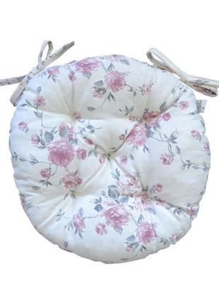 Подушка круглая на стул bella розы1 фото