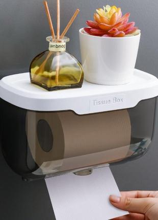 Пластиковый органайзер-держатель для туалетной бумаги с полочкой tissue big
