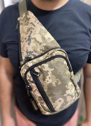 Сумка тактична пиксель камуфляж военная барсетка мессенджер, сумка через плечо