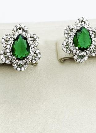 Сережки срібні зі смарагдом альпінітом 5,32 г