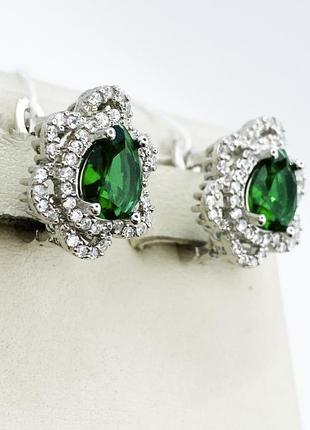 Сережки срібні зі смарагдом альпінітом 5,32 г3 фото