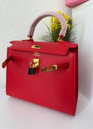Шикарна червона сумка в стилі hermes kelly🌺🌺🌺