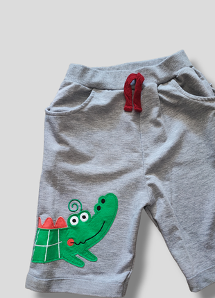 Детские трикотажные шорты с карманами крокодил2 фото