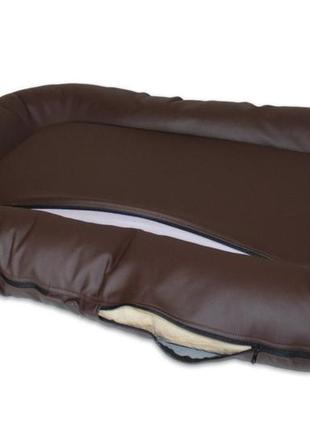 Лежак для собак ponton chocolate екошкіра вологостійкий м - 80х60х10см4 фото