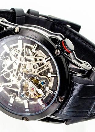 Мужские механические наручные часы скелетоны forsining 8260 ab с автоподзаводом и турбийоном кожаный ремешок