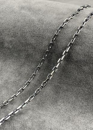 Мужская серебряная цепь, цепочка  плетение якорь, anchor 55см, черненая, 925 проба8 фото