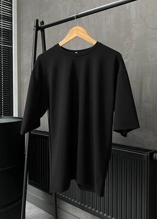 Жіночий спортивний однотонний костюм oversize двонитка чорний шорти і футболка combo3 фото