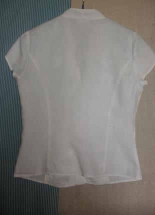 Льняная белая блузка minuet деловой стиль короткий рукав5 фото