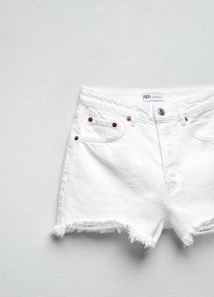Женские белые джинсовые шорты zara зара 36 размер7 фото