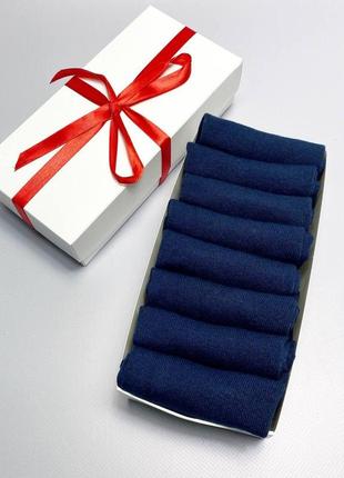 Набір жіночих коротких шкарпеток 36-40 р на 8 пар в коробці із стрічкою літо синій3 фото