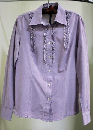 Рубашка benetton в фиолетово-белую полоску, размер xl