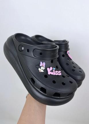 Crocs жіночі крокси сабо classic crush black чорні original